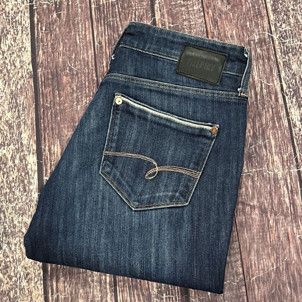 Mavi Amerika Women Vintage Straight Slim Jeans Dark Blue Wash Denim Size 29X30.5